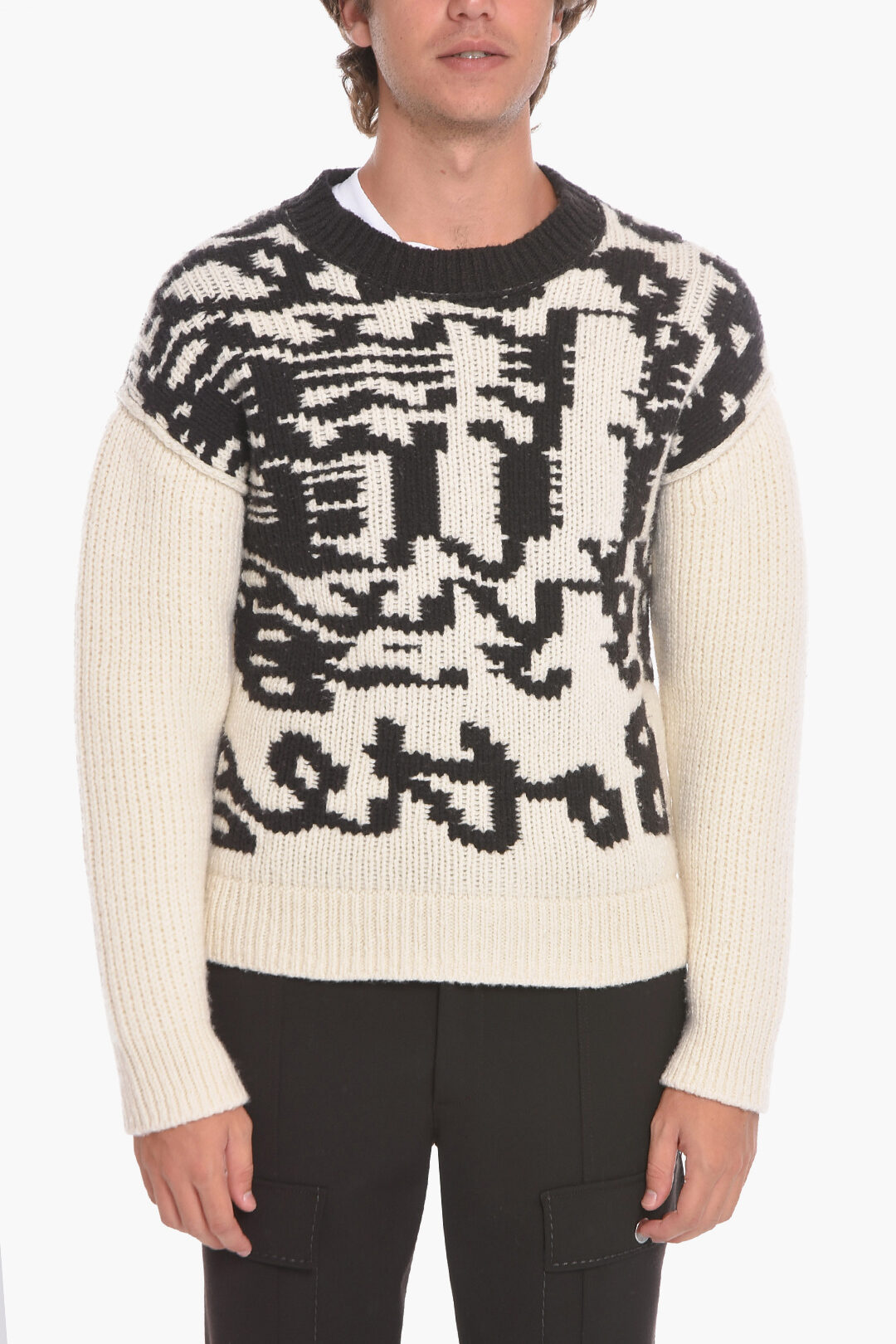 Bottega Veneta Wool Crewneck Sweater with Jacquard BOTTEGA Logo men ...