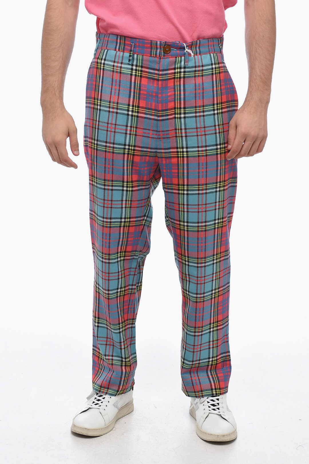 Vivienne Westwood Wool Cropped Pants with Tartan Pattern men