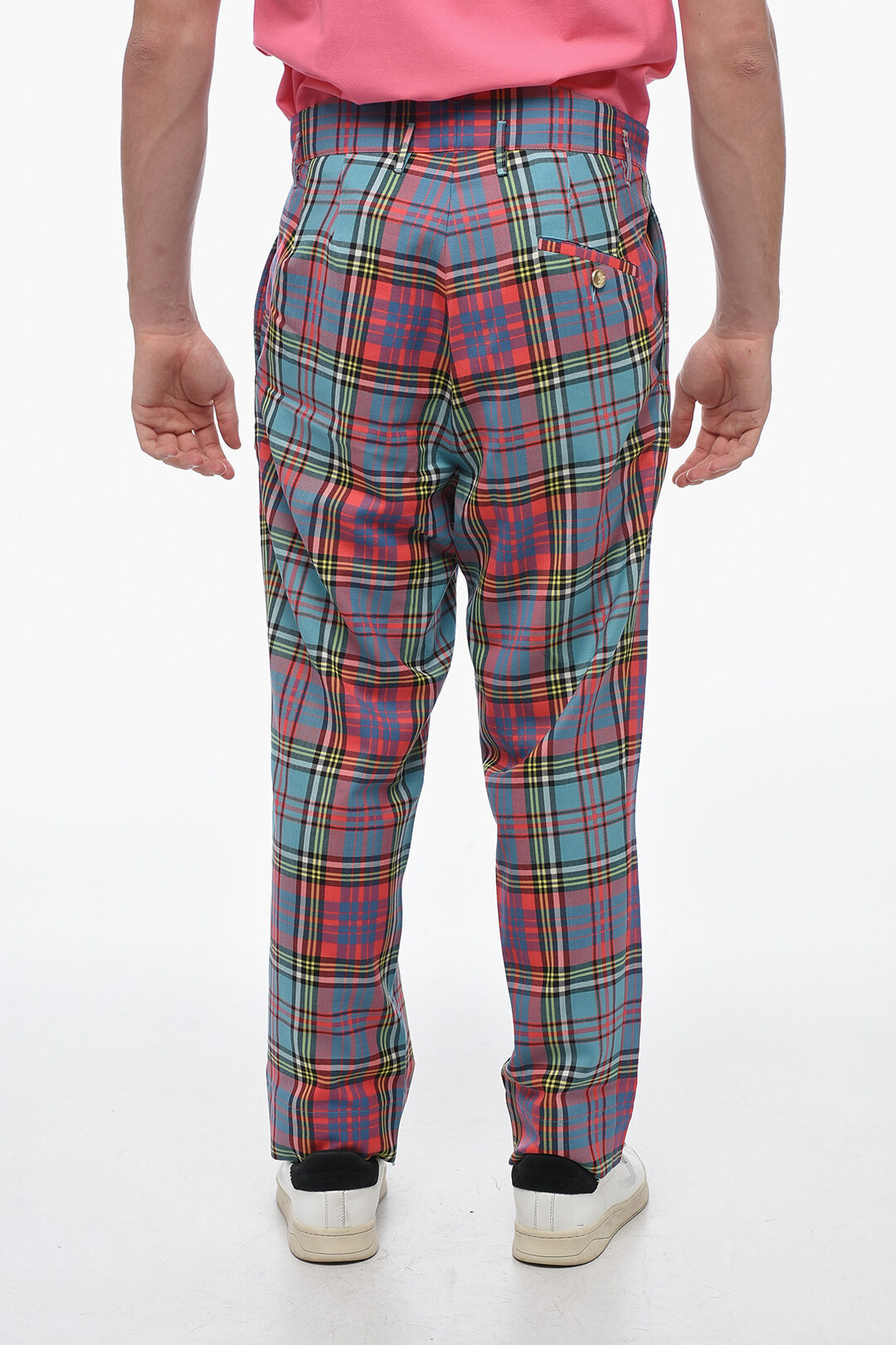 Vivienne Westwood Wool Cropped Pants with Tartan Pattern men