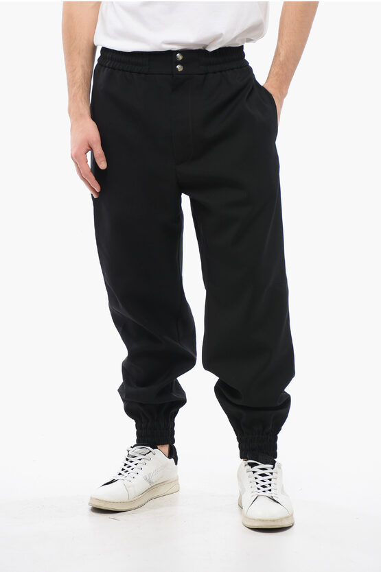 Alexander Mcqueen Wool Cuffed Pants With Elastic Waistband
