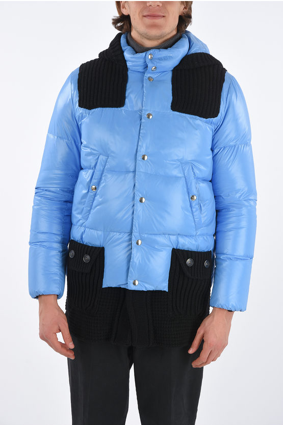 Barkb-rules Wool Details Down Jacket With Hood In Blue