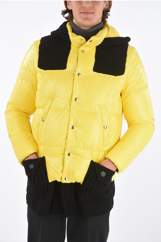 Barkb-rules Wool Details Down Jacket With Hood In Yellow