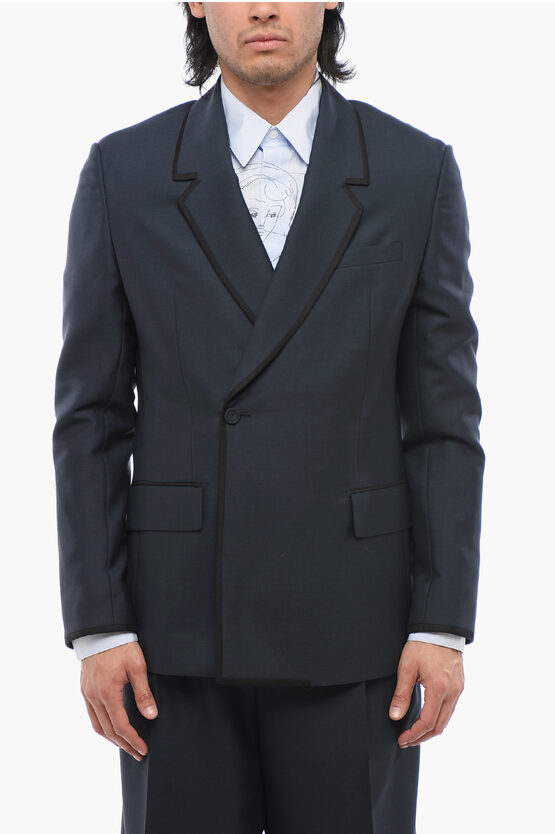 Dior Wool Double Breasted Blazer With Satin Edges