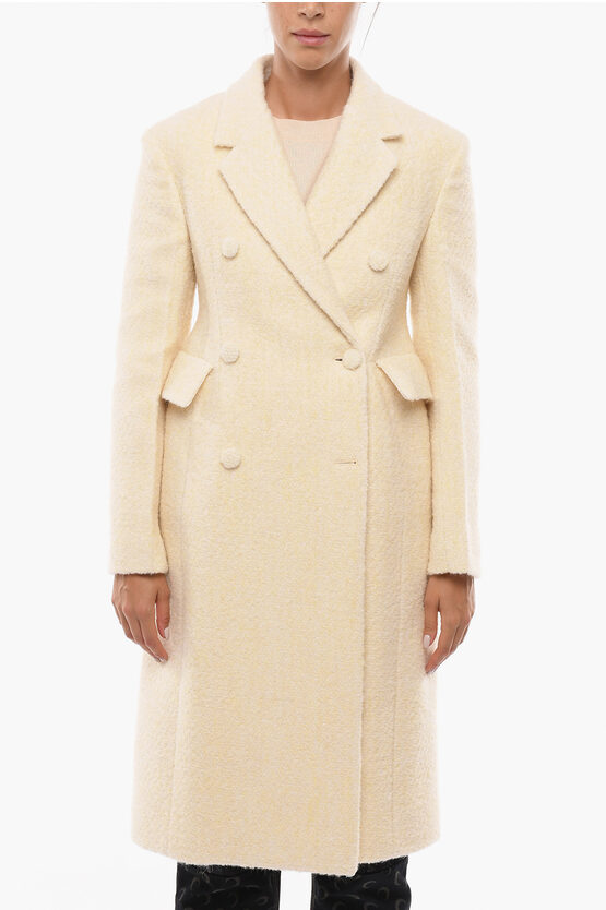 Jil Sander Wool Double-breasted Coat With Flap Pockets In Neutral