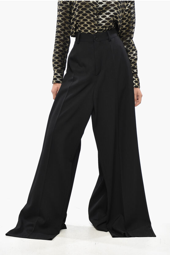 Balenciaga Wool Double Pants With Belt Loops In Black