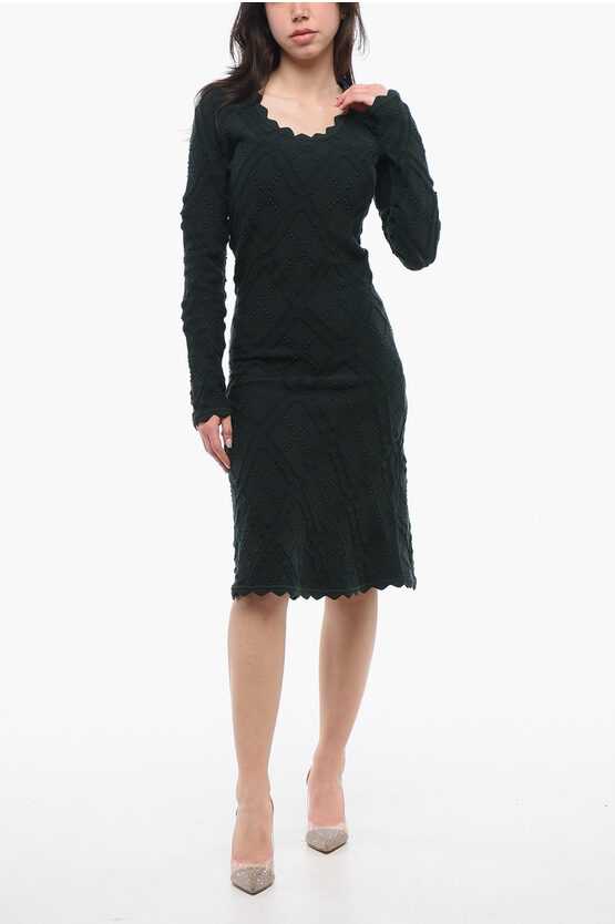 Burberry Wool Dress With Geometric Trimming