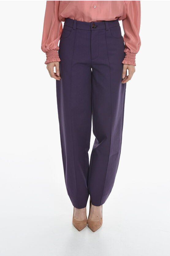Aeron Wool Edge Trousers With Decorative Button In Purple