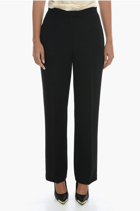 The Row Wool Elia Straight Fit Trousers In Black