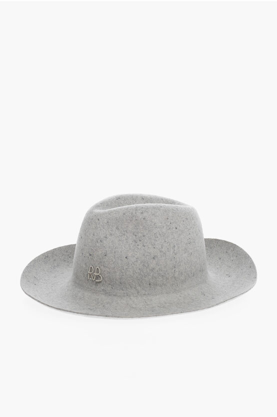 Ruslan Baginskiy Wool Felt Fedora Hat With Embossed Logo In Gray