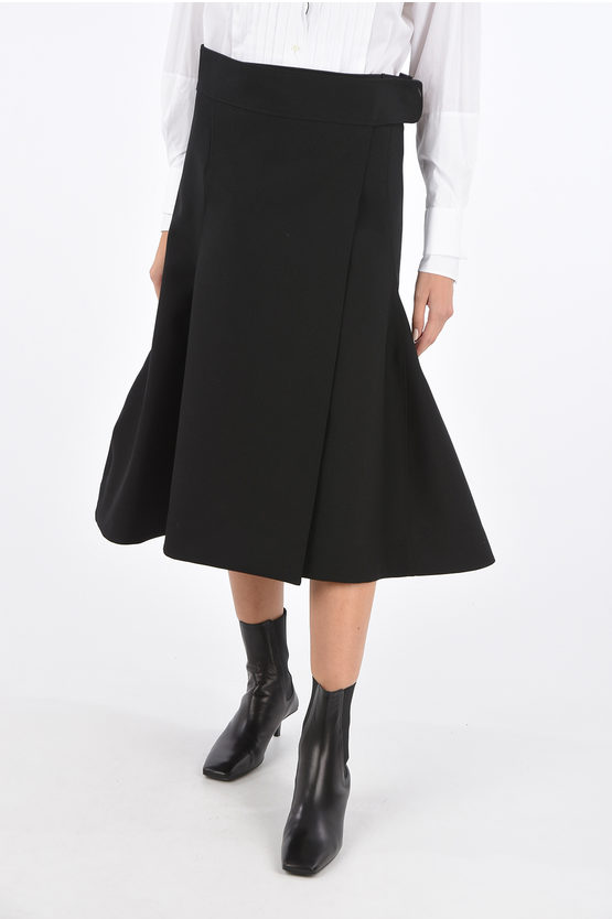 Jil Sander Wool Flared LAY Wrap Skirt women - Glamood Outlet