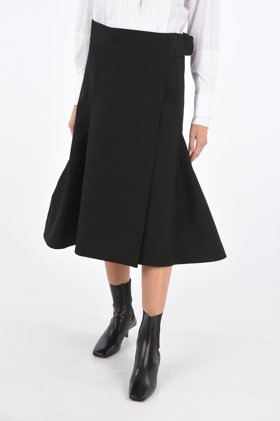 Jil Sander Wool Flared LAY Wrap Skirt women - Glamood Outlet
