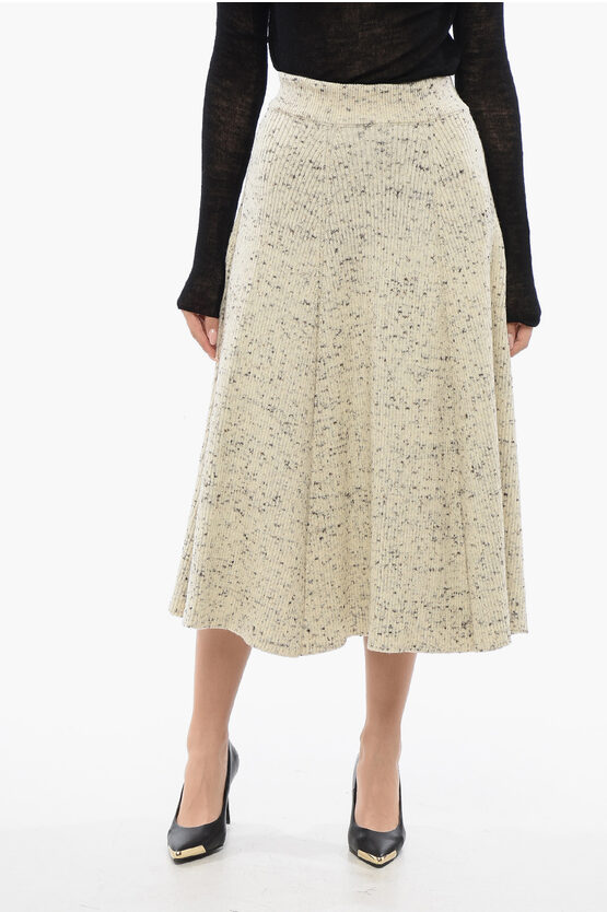 JIL SANDER WOOL FLARED SKIRT WITH SPECKLED PATTERN
