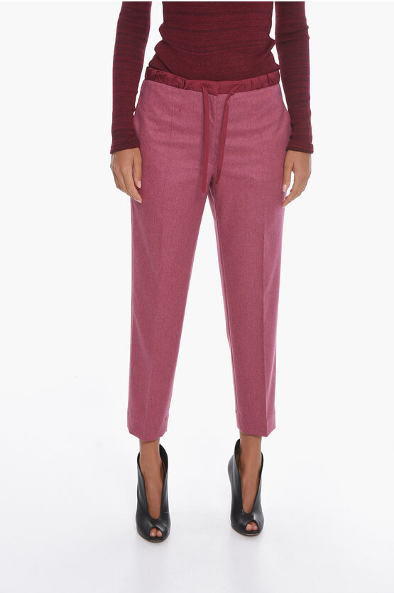 Jil Sander Wool Front-pleated Trousers With Drawstring In Pink