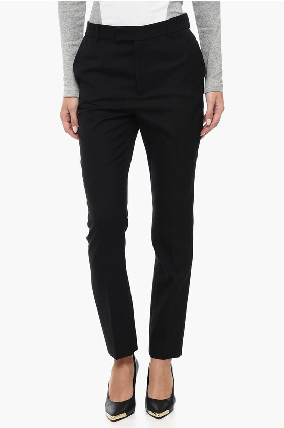 Shop Celine Wool Gabardine Pants With Front Pleats