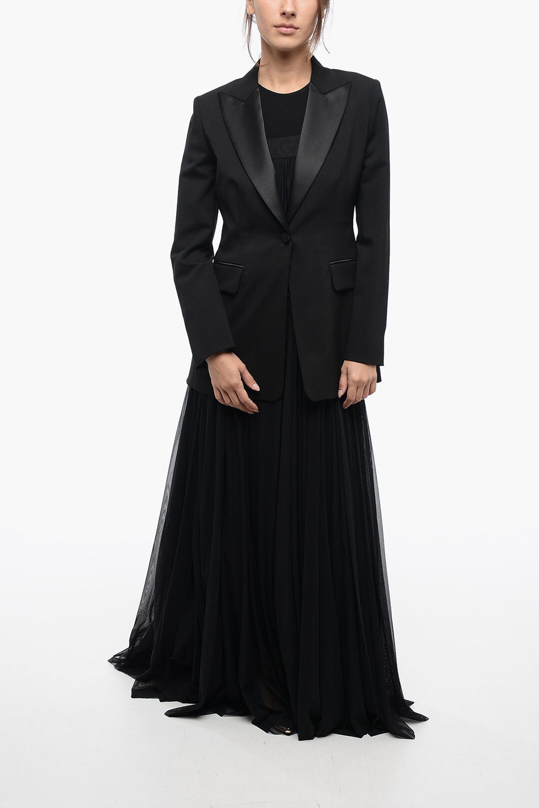 ★VIP★Max Mara★'BERGAMO' BLAZER Max Mara Wool GARA Blazer with Peak Lapel women - Glamood Outlet