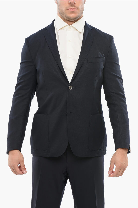 Corneliani Wool Gate Single Breasted Blazer With Patch Pockets