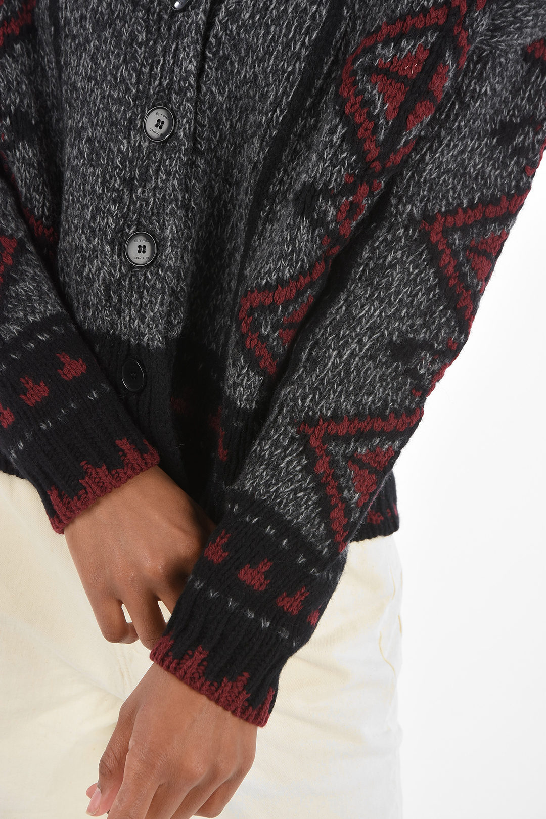 Etro wool cardigan with geometric pattern