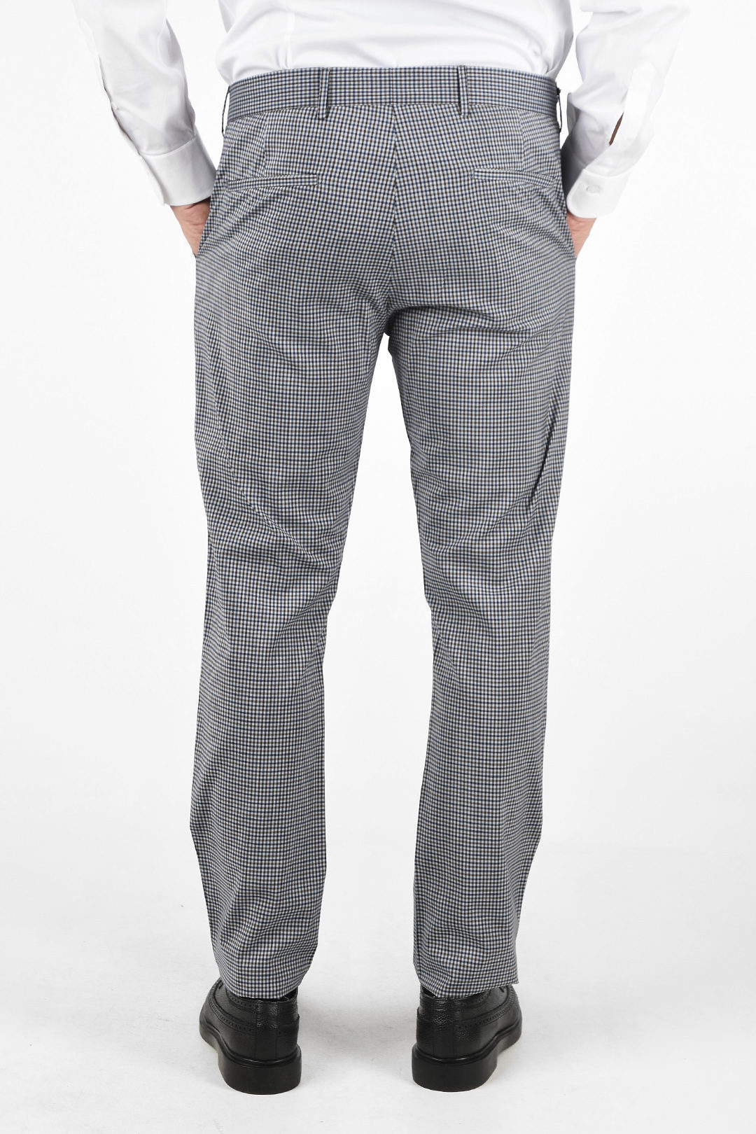 Wool Gun Club Check Straight Fit Pants with Hidden Closure