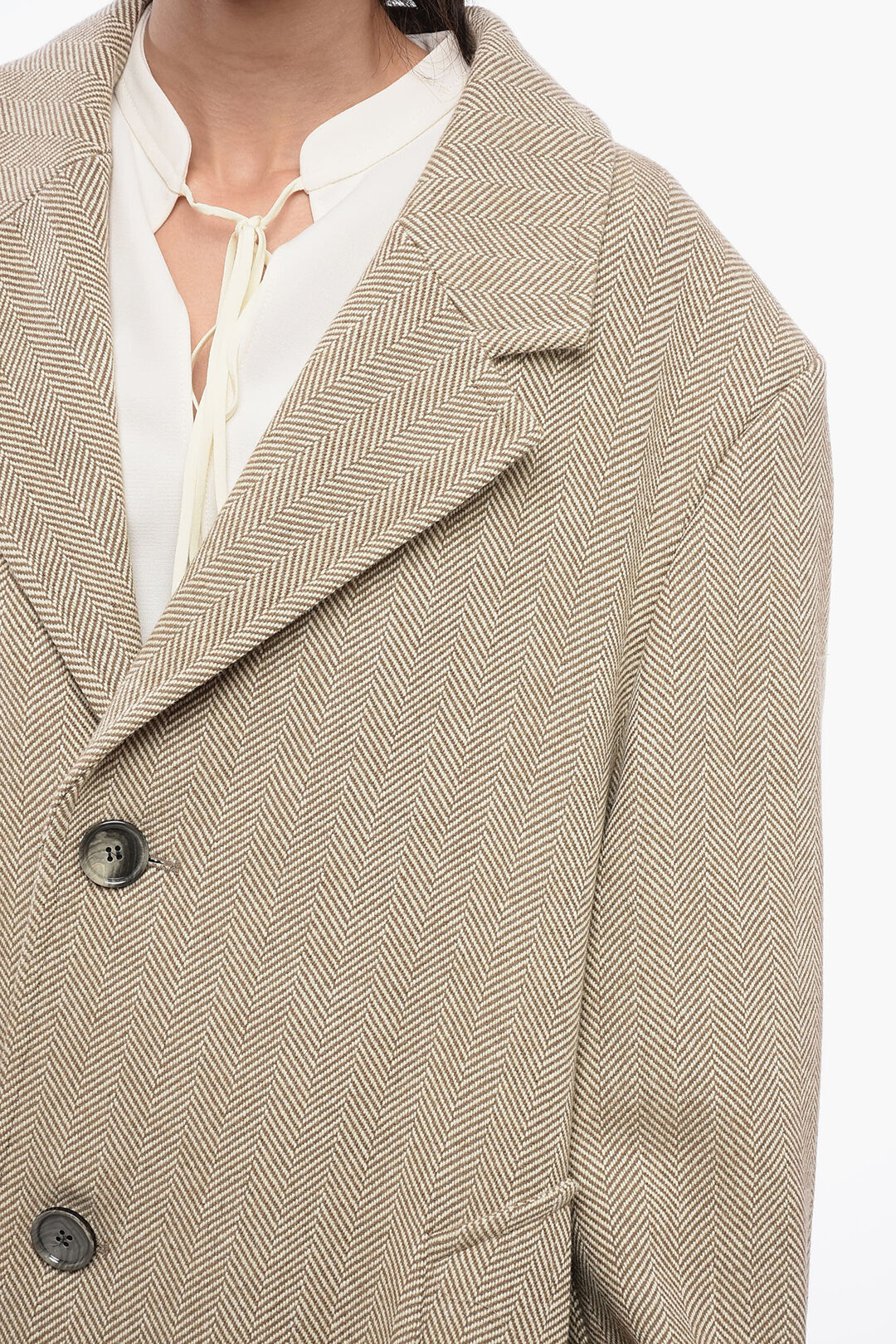 【送料&関税込】Ami Alexandre Mattiussi Virgin Wool Coat Ami Alexandre Mattiussi Wool Herringbone Coat women