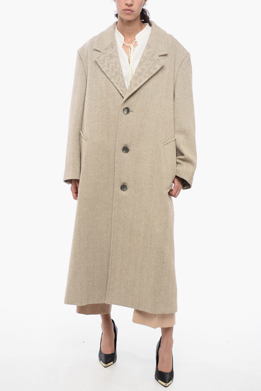 【送料&関税込】Ami Alexandre Mattiussi Beige Wool Coat Beige Wool coat Ami Alexandre Mattiussi