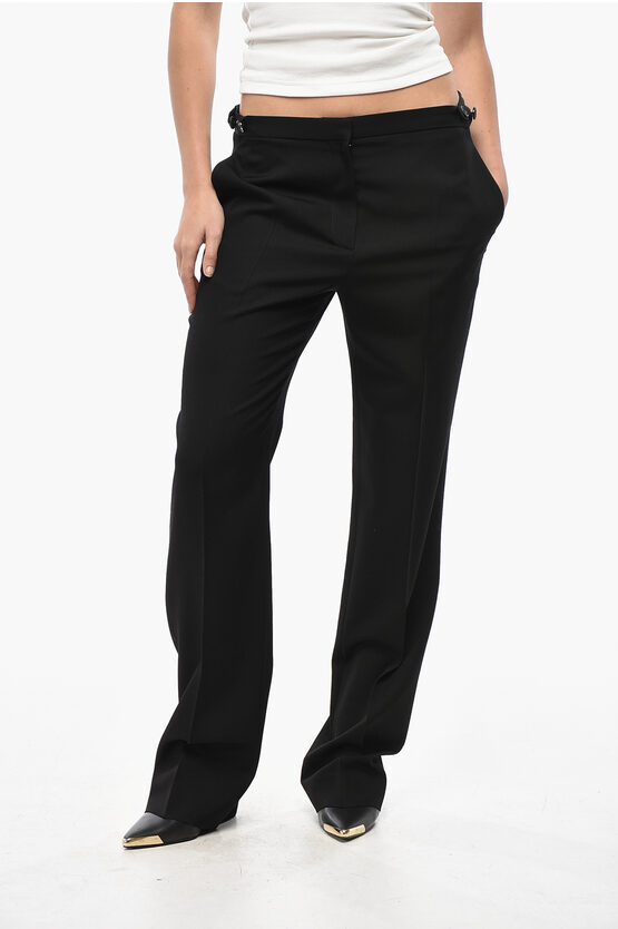 The Row Wool Jesse Pants With Silk Details In Black