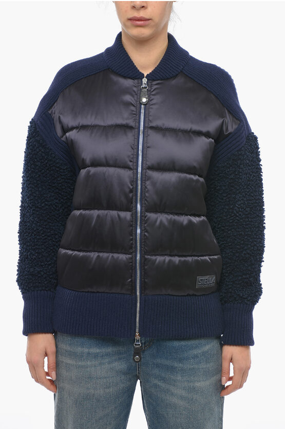 Stella Mccartney Wool Kint Bomber With Quilted Detail In Black
