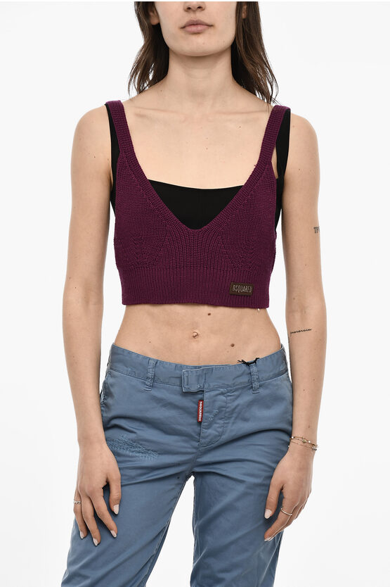 DSQUARED2 WOOL KNIT CROPPED TOP 