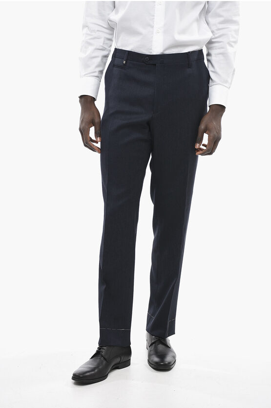 Corneliani Wool Leader Pants With Zipped Pocket In Black