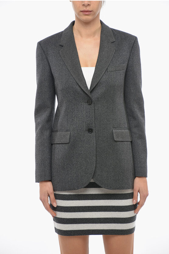 Chloé Wool Lined Simgle Breasted Blazer With Flap Pockets In Grey