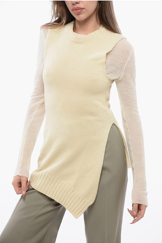 Jil Sander Wool Long Sweater With Asymmetric Hem