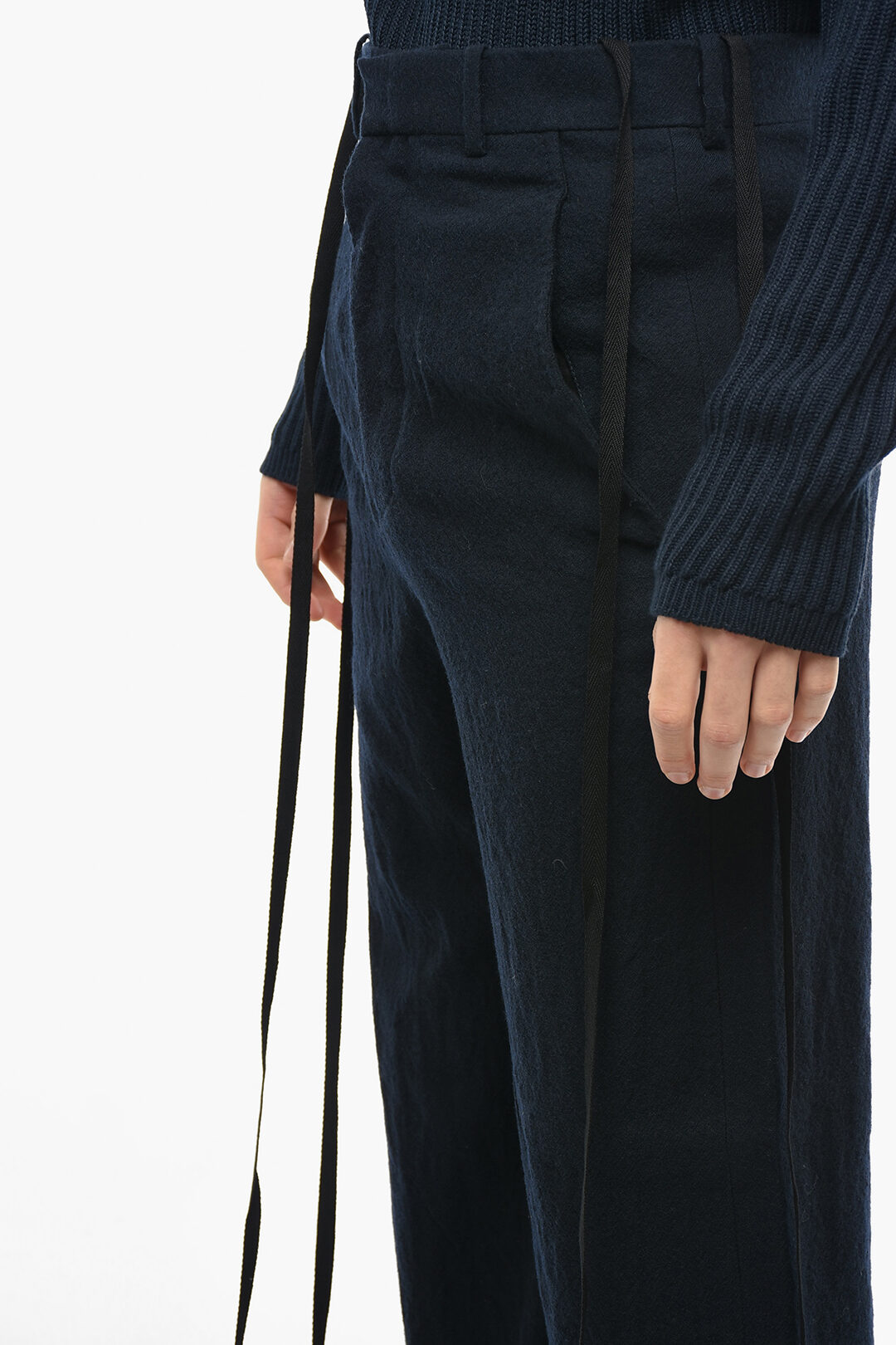 パンツ 2003AW Ann demeulemeester wool slacks ANN DEMEULEMEESTER - Lightweight wide wool pants (late 90's) – L