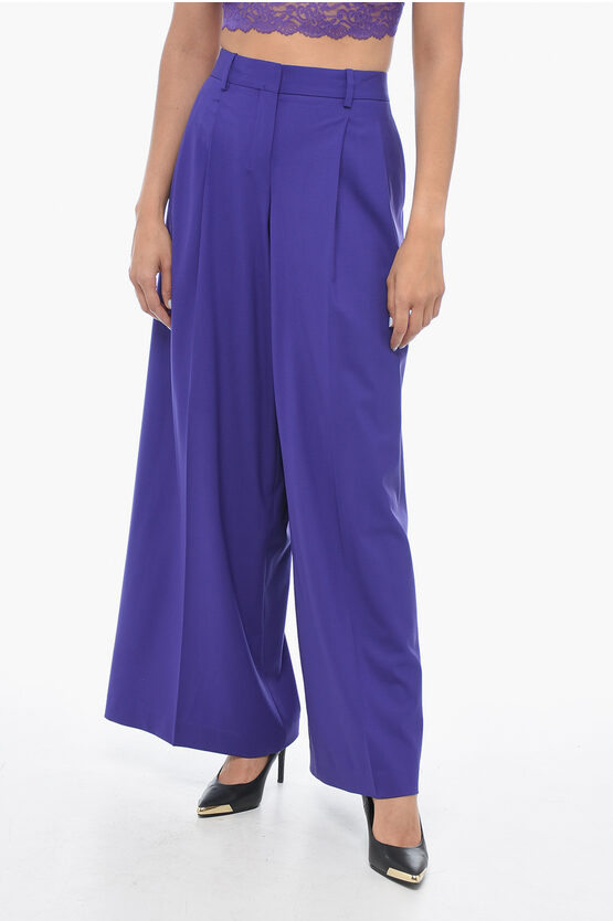 Theory Wool Low-waisted Pants With Pleats