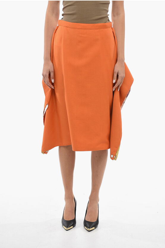 Burberry Wool Maxi Skirt With Map Print In Orange