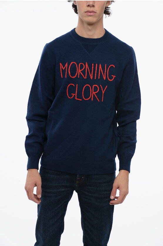 MC2 SAINT BARTH WOOL MORNING GLORY CREWNECK SWEATER WITH CONTRASTING EMBROID 