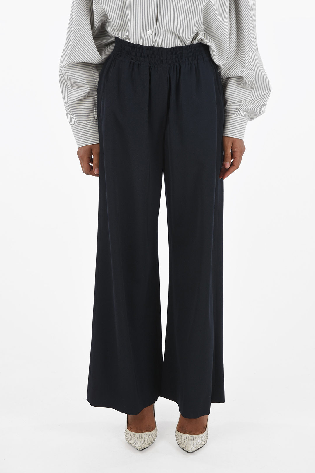 Loewe Wool Palazzo Pants with Elastic Waistband women