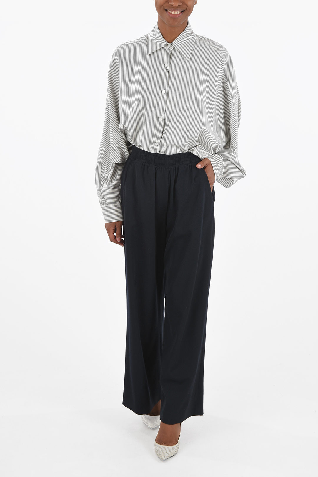 Loewe Wool Palazzo Pants with Elastic Waistband women