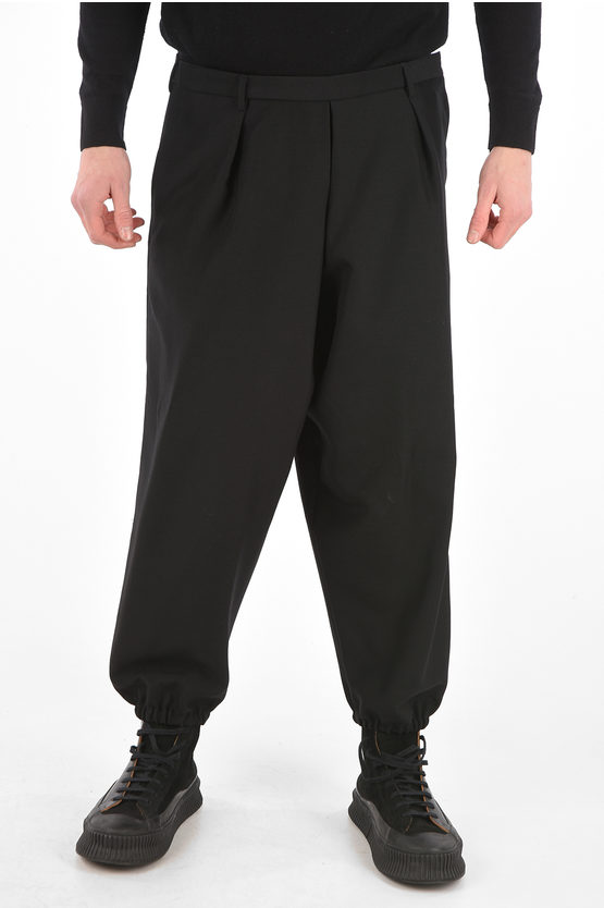 Saint Laurent Wool Pants with Elastic Ankle Band men Glamood Outlet