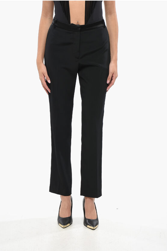 Nico Giani Wool Pants With Ton On Ton Side Band In Black