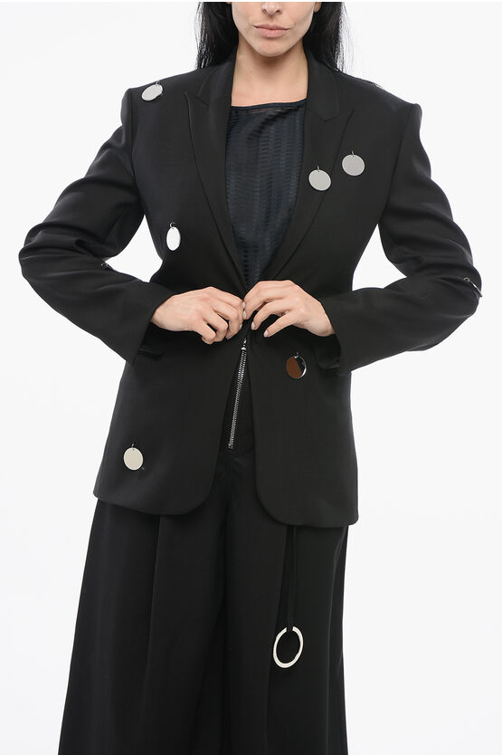 DAVID KOMA WOOL PEAK LAPEL BLAZER WITH MIRRORS 