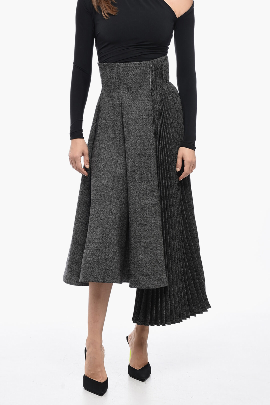 Midi a line wool skirt for women 4641-1