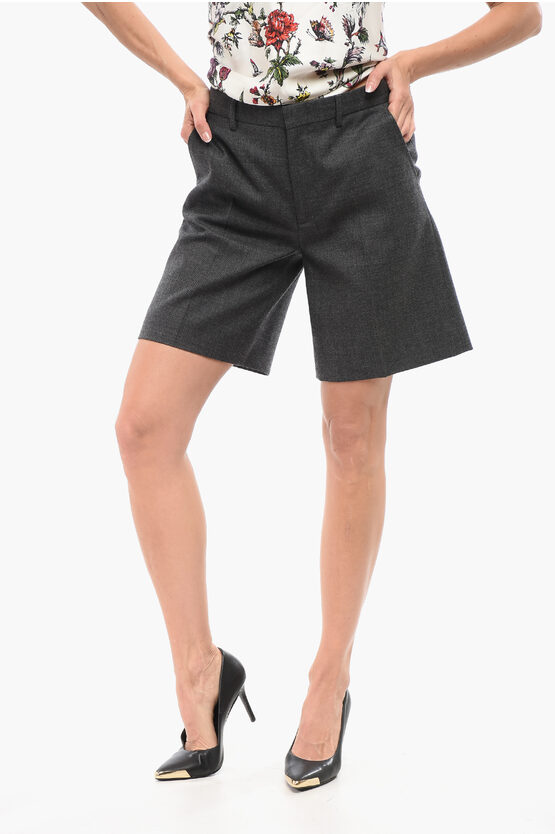 Gucci Wool Pleated Shorts In Black