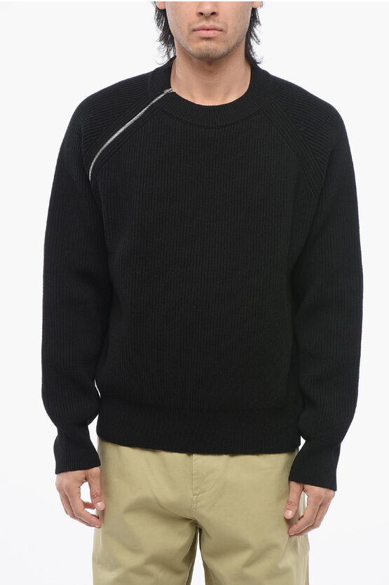 Burberry Wool Pullover With Decorative Zip
