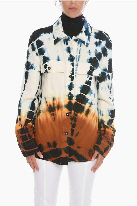 Jil Sander Wool Shirt With Abstract Pattern In Multi