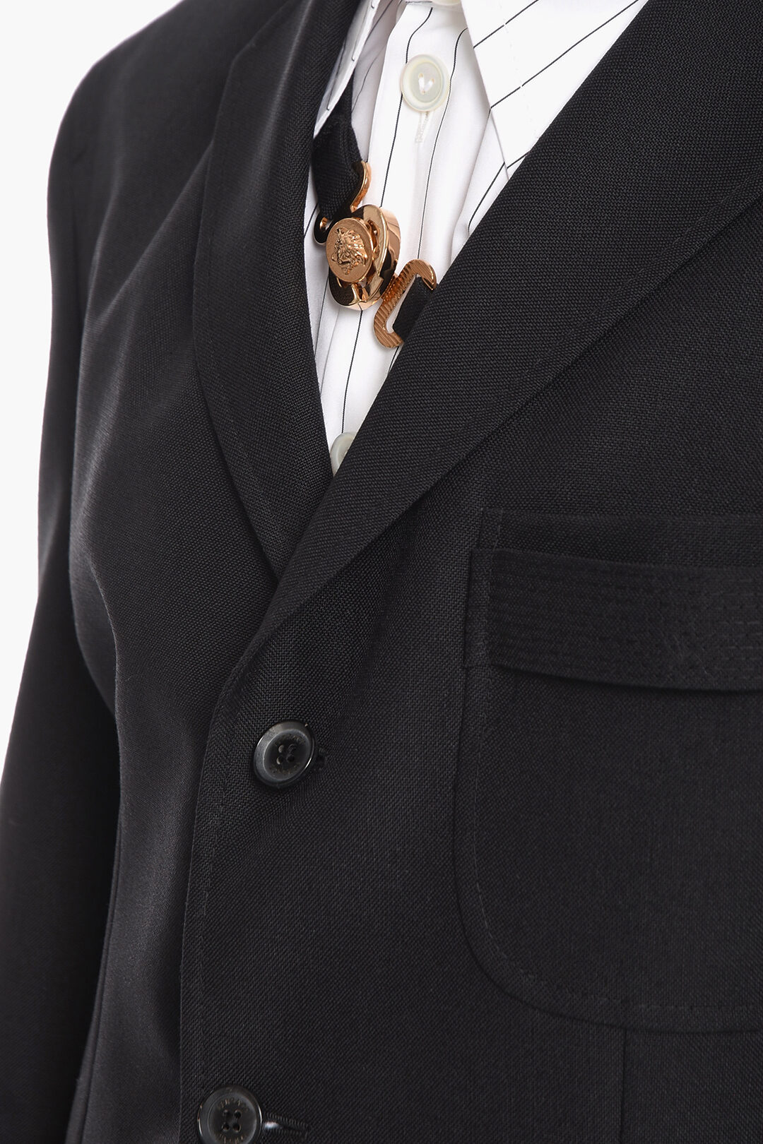 Wool Single-breasted Blazer with Patch Breast-pocket