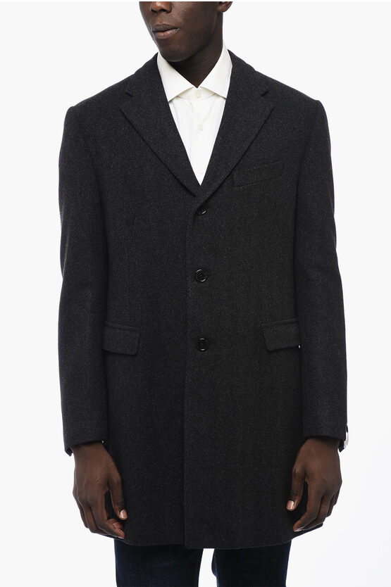 Shop Corneliani Wool Single Breasted Lined Coat