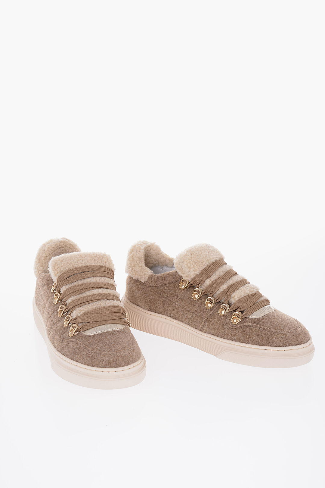 Suede Hogan Shearling Sneakers Hogan H-Stripes Shearling-Lined