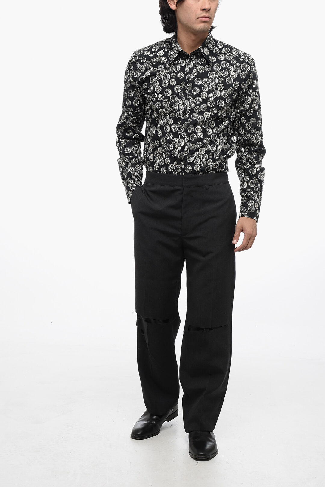Givenchy Wool Straight Fit Pants with Cut-Out men - Glamood