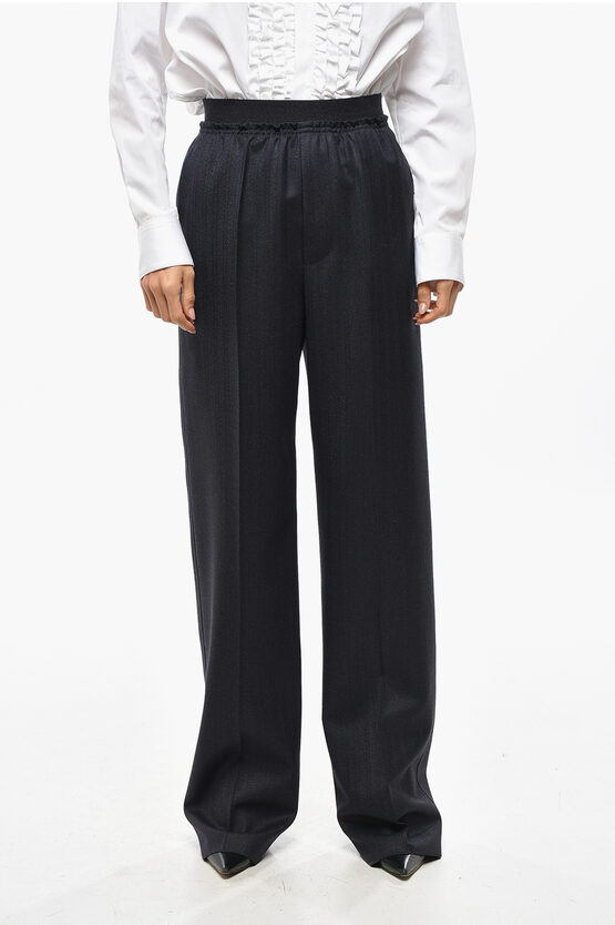 Bottega Veneta Wool Straight Fit Pants With Elastic Waistband