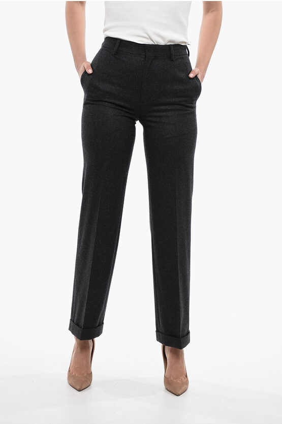 Celine Wool Straight-leg Pants In Black