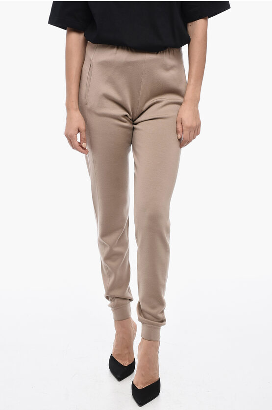 Saint Laurent Wool Sweatpants With Cuffs In Neutral